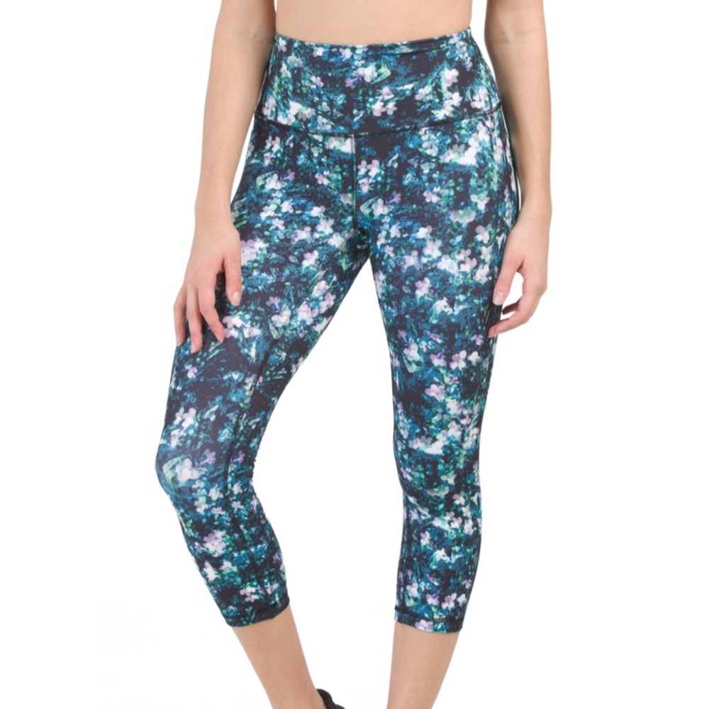RBX Active Floral Print Strech Capri Leggings S Gym Running Workout Stre…
